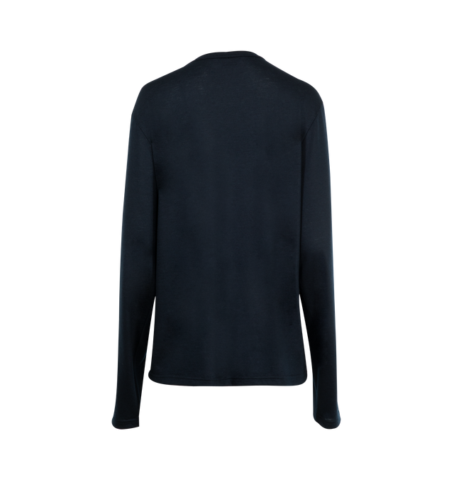 Image 2 of 2 - NAVY - GABRIELA HEARST Pacific Long Sleeve T-Shirt featuring long sleeves, crewneck and draped fit. 100% cashmere. Made in Italy.