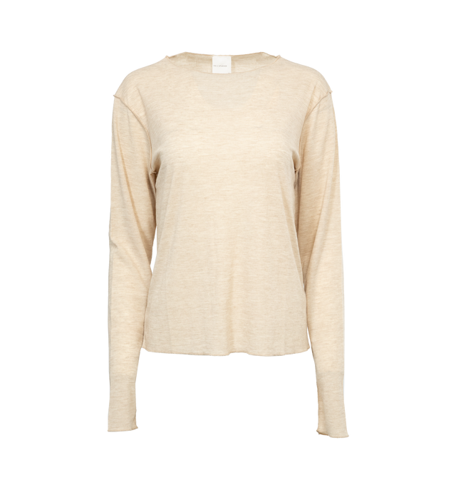 Image 1 of 3 - NEUTRAL - DEIJI STUDIOS Knit Long Sleeve featuring exposed seams and tag, baby locked finishes and a relaxed fit. 85% recycled polyester, 15% ecovero viscose. 