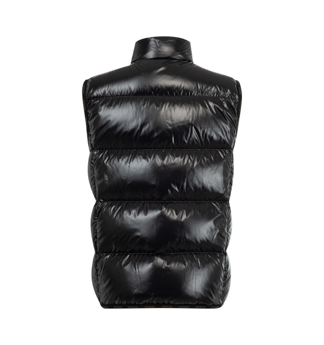 Image 2 of 2 - BLACK - MONCLER Badia Down Vest featuring nylon laqu lining, down-filled, snap button closure, zipped pockets and logo trim. 100% polyamide/nylon. Padding: 90% down, 10% feather.