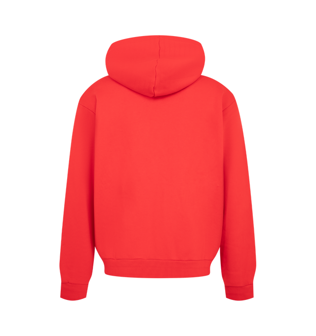Image 2 of 2 - RED - Toteme Men's Zip Hoodie is crafted from cotton fleece and features a relaxed silhouette. Designed with a drawstring hood and front zip closure, this elevated essential is finished with silver-tone hardware and a signature monogram tab at the hem. Main Material: 100% Cotton.