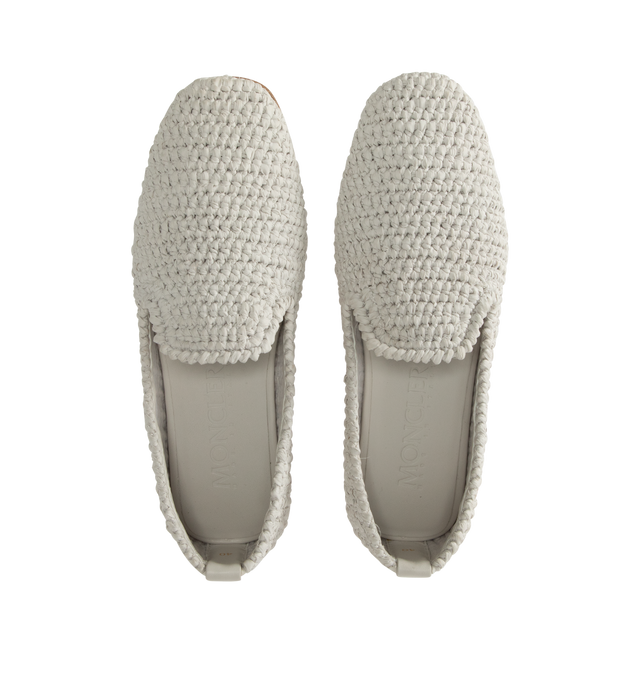 Image 4 of 4 - WHITE - Moncler Weaver Leather Loafers are a slip-on style with a textured woven design. Lined. 100% polyester and lamb uppers.