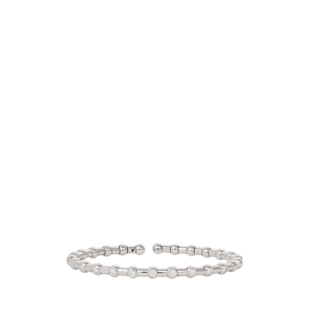 Image 1 of 3 - SILVER - SIDNEY GARBER Holly: 18K White Gold Diamond Spring Holly Bracelet, 53x43MM, (0.26CTS). Holly Spring Bracelet with Diamonds. 18k White Gold Diamonds .26ct. 