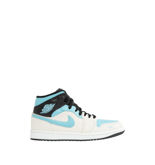 Image 1 of 5 - BLUE - JORDAN Air Jordan 1 Mid SE Sneaker featuring a mid-cut iteration of the iconic Air Jordan 1, suede upper, suede overlays, suede swoosh, nylon mesh tongue with "AIR JORDAN" tongue tag, "WINGS" logo on the side, rubber midsole and rubber outsole.