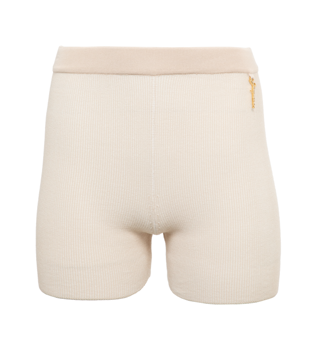 Image 1 of 3 - PINK - JACQUEMUS Le Short Pralu Shorts featuring high-rise and logo hardware at waist. 80% viscose, 10% polyester, 10% nylon. Made in Portugal. 