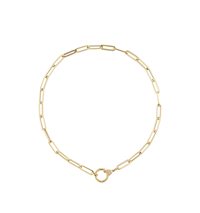 Image 1 of 2 - GOLD - SORELLINA Paperclip Chain featuring 18k yellow gold paperclip chain with a 0.09 cttw G-H/SI diamond clasp. 18 inches.