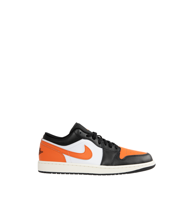 Image 1 of 5 - ORANGE - JORDAN Air Jordan 1 Low Sneaker featuring encapsulated Air-Sole unit provides lightweight cushioning, genuine leather in the upper and solid rubber outsole.