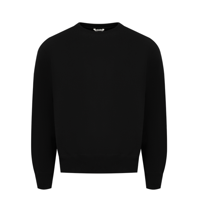 Image 1 of 2 - BLACK - AURALEE Smooth Soft Sweatshirt featuring cotton fleece, rib-knit crewneck, hem, and cuffs and dropped shoulders. 100% cotton. Made in Japan.