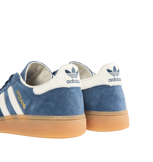 Image 3 of 5 - BLUE - ADIDAS Handball Spezial Sneakers featuring premium suede upper, serrated 3-Stripes and heel tab, regular fit, lace closure, leather lining and rubber outsole.