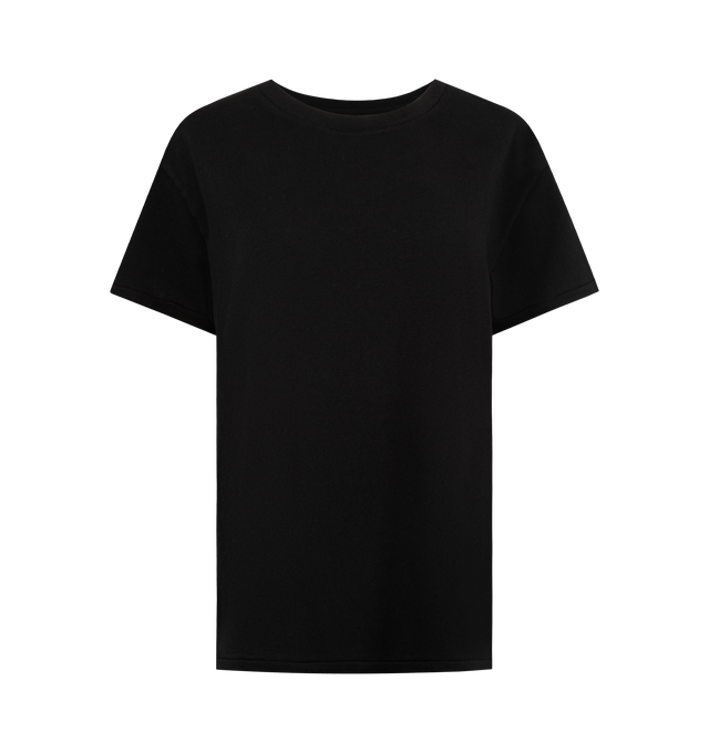 Image 1 of 2 - BLACK - NILI LOTAN Brady Tee featuring short sleeves, round neck, subtlety distressed and straight hem. 100% cotton.