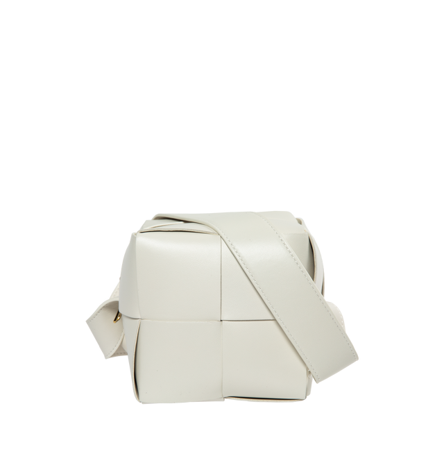 Image 1 of 3 - WHITE - BOTTEGA VENETA Mini Bag featuring crossbody strap and zipper closure. 100% lambskin. Made in Italy. 