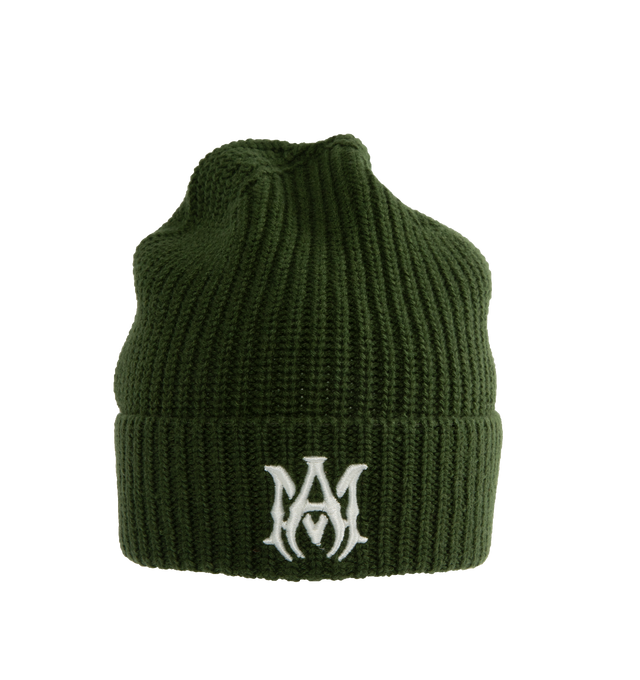 Image 1 of 2 - GREEN - AMIRI MA Beanie featuring knit fabric with embroidered logo. 100% cashmere. 