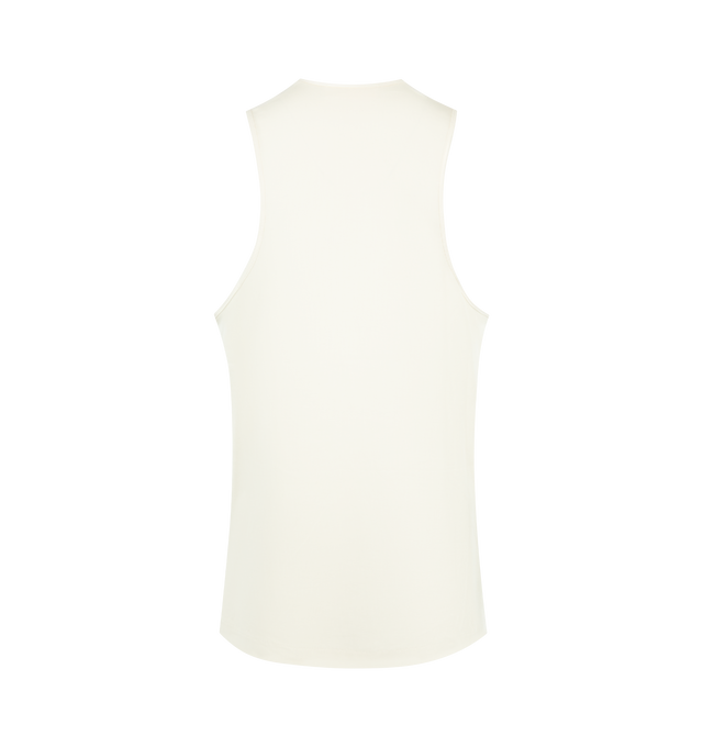 Image 2 of 2 - WHITE - FEAR OF GOD ESSENTIALS Rib Tank featuring ribbed cotton spandex blend for stretch comfort, U-neck tank fits relaxed in the body with dropped arm holes and Essentials signature label on the center front. 95% cotton, 5% spandex rib knit.