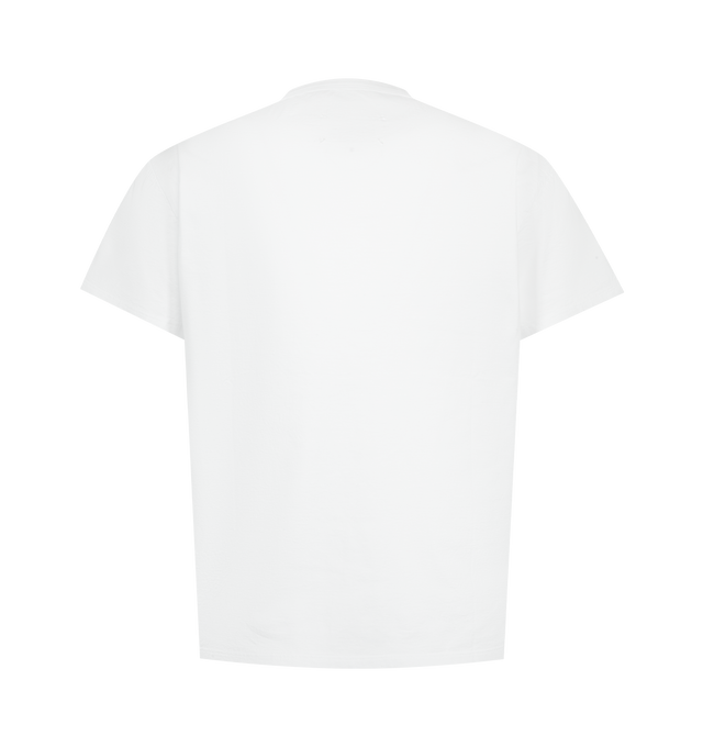 Image 2 of 2 - WHITE - MAISON MARGIELA Logo Cotton T-shirt featuring featuring cotton jersey, oversized fit, crew neck, dropped shoulders, logo on the chest and four white stitches at the back. 100% cotton.