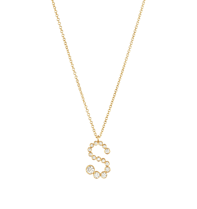 Image 1 of 1 - GOLD - SOPHIE BILLE BRAHE Soprano S Necklace featuring 18K certified recycled yellow gold with a total of 0.28 carat Top Wesselton VVS diamonds. 43 cm. Pendant length: 1.3 cm. Handmade in Italy. Hirshleifers offers a range of initial pieces from this collection in-store. For personal consultation and detailed information about jewelry, please contact our dedicated stylist team at personalshopping@hirshleifers.com. This item may be restricted for online purchase to international clients. For a