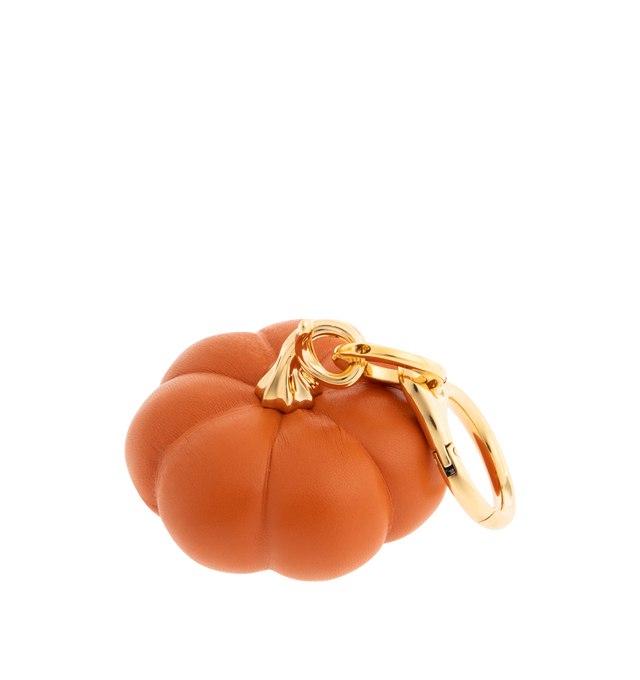 Image 2 of 2 - ORANGE - Loewe Pumpkin charm in lambskin and brass featuring dogclip fastening. 10 cm x 7 cm. Made in Spain.