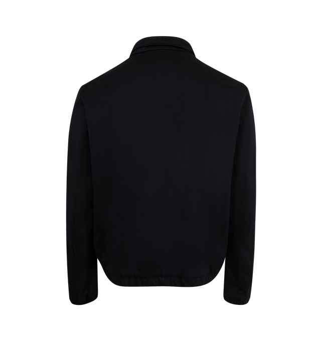 Image 2 of 3 - NAVY - MONCLER Simorre Jacket featuring cotton jersey technique, Airsoft lining, stand collar, zipper closure, zipped pockets, inner patch pocket with snap button closure, elastic cuffs, inner fabric description label and logo patch. 90% cotton, 10% polyamide/nylon. Lining: 100% polyester. Made in Romania.
