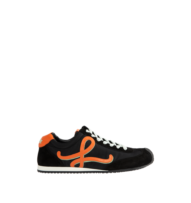 Image 1 of 5 - BLACK - LOEWE Ballet Runner 2.0 in nylon and calfskin featuring a hand-finished Louis Wain cat lace charm, asymmetrical toe shape, sock-like internal structure, a lightweight rubber outsole that extends to the toecap, shadow-effect L monogram at the side, embossed Anagram on the tongue and injected rubber LOEWE on the heel tab. Nylon/calf. Made in Italy.