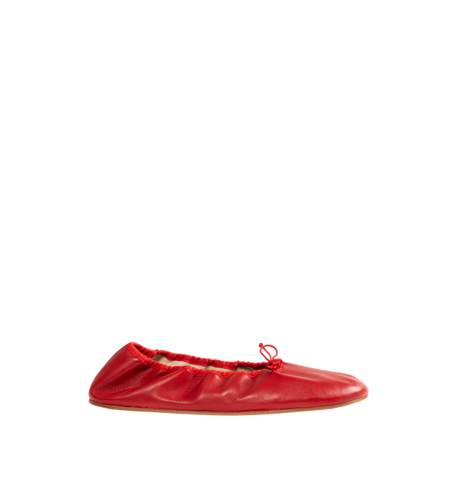 Image 1 of 4 - RED - The Row Classic ballet flat in smooth nappa leather with grosgrain piping, adjustable elastic tie, and flexible leather sole. 100% Lambskin Leather with leather sole. Made in Italy.