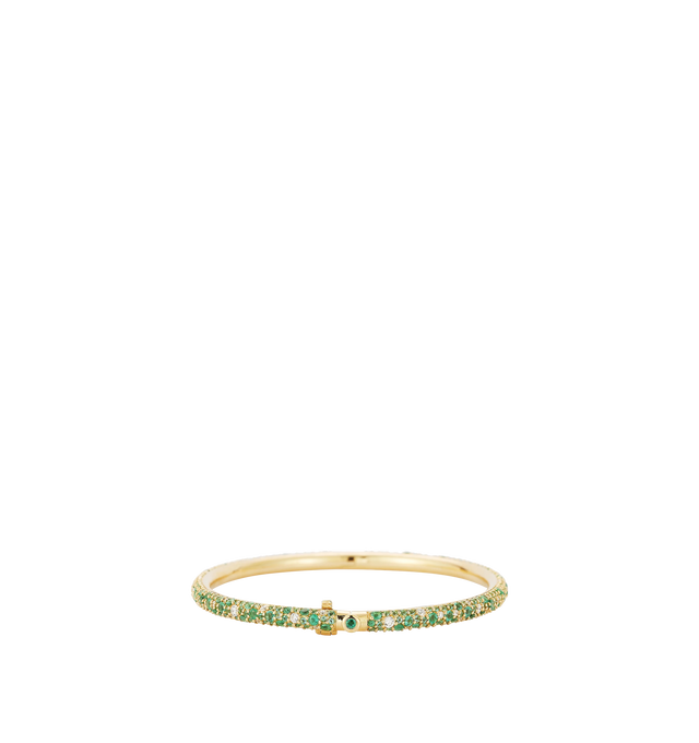 Image 1 of 2 - GOLD - RENNA Tidepool Bracelet featuring a unique blend of diamonds and emeralds set in varying sizes and colors, creating a beautiful organic effect. 2.4 carats emerald .65 tcw diamonds from size 16. Hirshleifers offers a range of initial pieces from this collection in-store. For personal consultation and detailed information about jewelry, please contact our dedicated stylist team at personalshopping@hirshleifers.com. This item may be restricted for online purchase to international clients.
