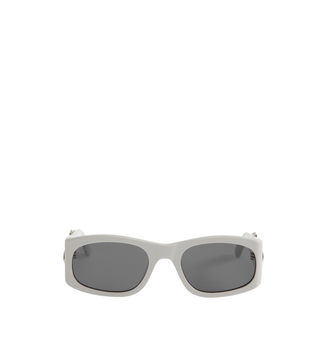 Image 1 of 3 - WHITE - PLEASURES Eazy Sunglasses featuring acetate frames and metal flames on arms.