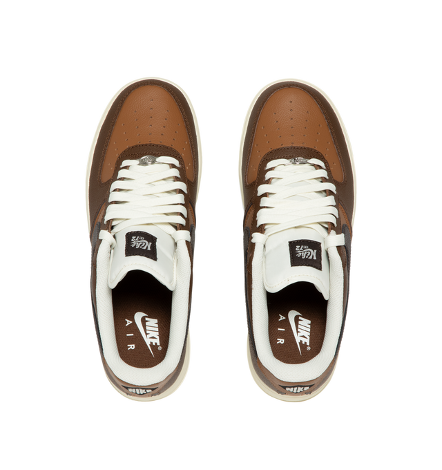Image 5 of 5 - BROWN - Nike Men's Air Force 1 '07 LV8 Sneaker featuring classic silhouette with genuine and synthetic leather upper with perforated toe box, Nike Air unit, rubber outsole with classic pivot circles and padded collar.