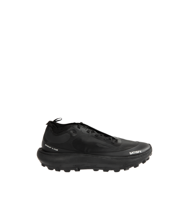 Image 1 of 5 - BLACK - SATISFY The Rocker Sneaker featuring Rippy 66 mesh upper with Vibram rubber sole, asymmetrical lace-up front, Cushioned Euforia Super Foam footbed, TuneLug outsole for enhanced grip, control, and edge hold on technical descents, Rippy 66 monomesh for strength, durability, breathability, and resilience, notched, textured laces and back pull tab.