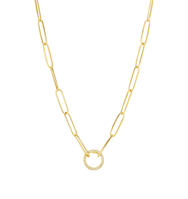 Image 1 of 1 - GOLD - JENNA BLAKE Mini Charm Chain with Diamond Clasp featuring 18K Yellow Gold and Diamond, 13 Points of Diamonds and diamond clasp. 20". Hirshleifers offers a range of pieces from this collection in-store. For personal consultation and detailed information about jewelry, please contact our dedicated stylist team at personalshopping@hirshleifers.com.This item may be restricted for online purchase to international clients. For assistance purchasing this item please contact our dedicated st