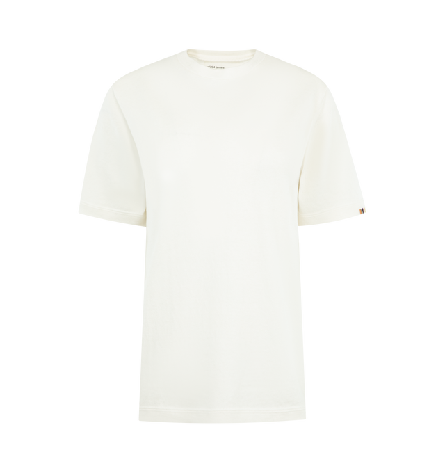 Image 1 of 2 - WHITE - EXTREME CASHMERE James Tee featuring short-sleeves, crew neck and regular fit. 70% cotton, 30% cashmere.