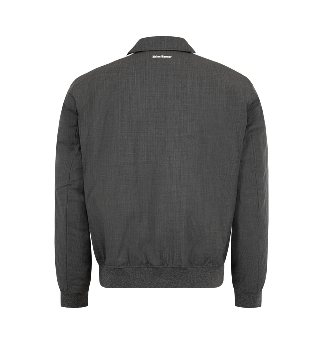Image 2 of 3 - GREY - ADIDAS X WALES BONNER Padded Blouson Jacket featuring spread collar, full-zip closure, long sleeves with ribbed cuffs, stripes at shoulders, logo at left chest and two front zip pockets. 50% polyester, 50% wool. Lining: 100% polyester.