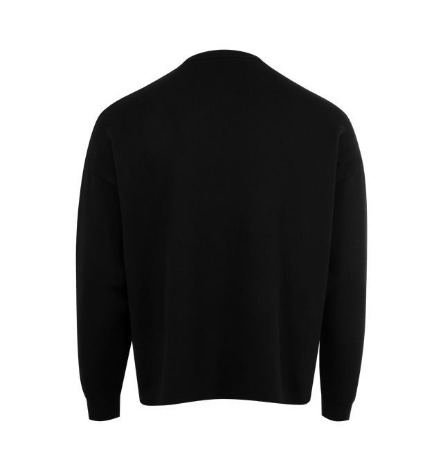Image 2 of 2 - BLACK - LOEWE Anagram Pocket Sweater in cotton blend featuring medium-weight cotton blend, an Anagram intarsia on chest patch pocket, relaxed fit, regular length, double face stitch, round neck, ribbed collar and cuffs and self-start hem. Cotton/viscose. Made in Italy.