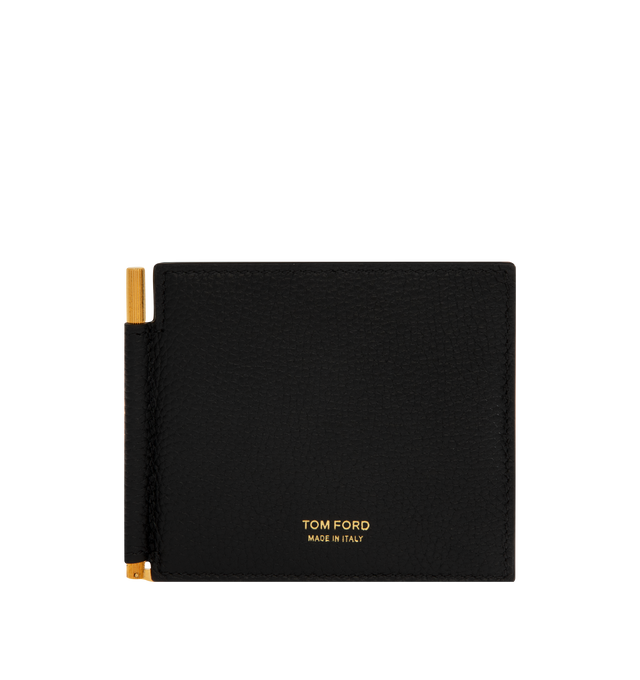 Image 1 of 3 - BLACK - Tom Ford T Line Soft Grain Leather Money Clip Wallet is crafted from soft grain calf leather and features the signature elongated T detail, an integrated money clip, and a compact bi-fold silhouette with multiple card slots for everyday organization. This designer leather money clip wallet combines refined craftsmanship with elevated functionality for daily use. Main Material: 100% Calf Leather. Lining: 70% Calf Leather, 30% Sheep Leather. Dimensions: 10.5 x 9 x 0.8 cm. Made in Italy.