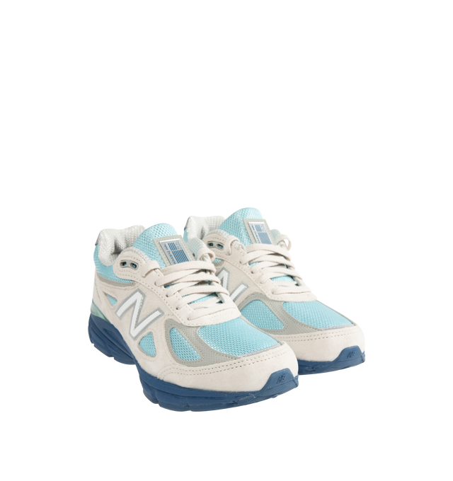 Image 2 of 5 - BLUE - NEW BALANCE Made in USA 990v4 Sneaker featuring ABZORB cushioning at heel and forefoot, combination ENCAP and C-CAP midsole, reflective accents, mesh upper, suede and synthetic overlays and NDurance rubber outsole.