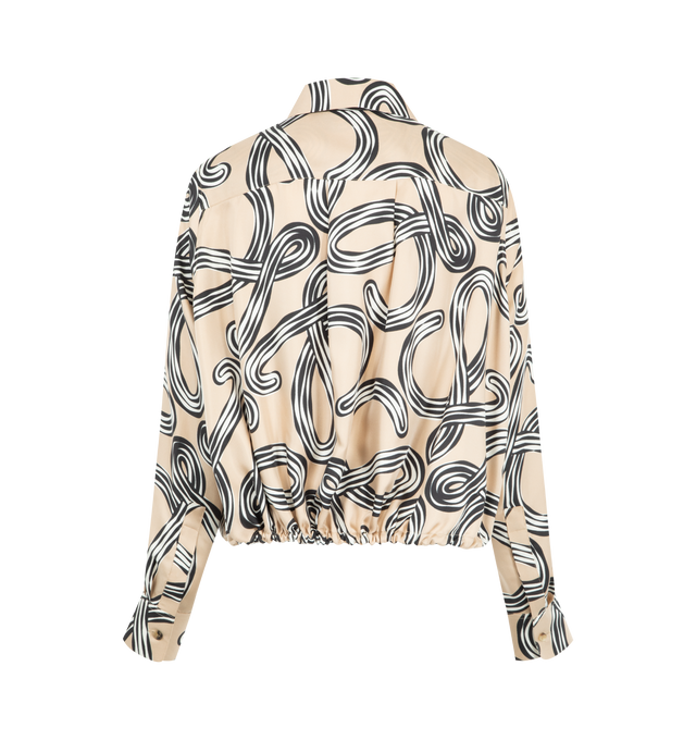 Image 2 of 2 - NEUTRAL - LOEWE PAULA'S IBIZA Balloon Shirt in lightweight printed silk twill featuring a placed Anagram print, drawstring hem, regular fit, regular length, classic collar, balloon silhouette, button front fastening and buttoned cuffs. Silk. Made in Italy.