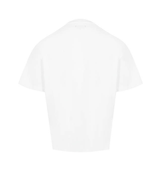 Image 2 of 2 - WHITE - PLEASURES Overview Logo T-Shirt featuring crew neck, short sleeves, dropped shoulders and graphic print on front. 100% cotton.