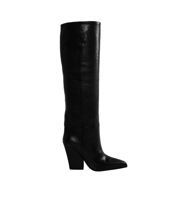 Image 1 of 4 - BLACK - PARIS TEXAS Jane Boot featuring smooth calf leather, block heel, pointed toe, pull-on style and leather outsole. 100MM. Lining: leather. Made in Italy. 