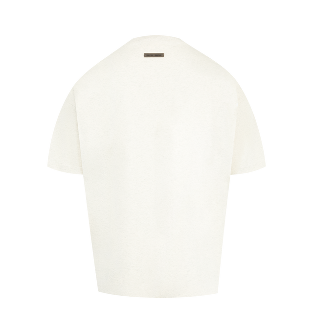 Image 2 of 2 - NEUTRAL - FEAR OF GOD ESSENTIALS Classic Short Sleeve Tee featuring medium-weight cotton jersey, rib-knit crewneck, classic fit, signature Fear of God relaxed proportions, embroidered Essentials script logo on front and the Fear of God Essentials label at the back collar. 100% cotton.