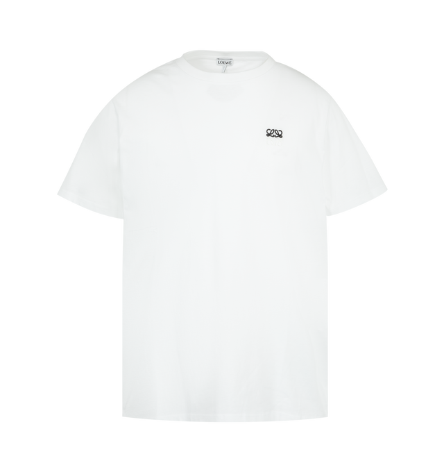 Image 1 of 2 - WHITE - LOEWE Regular fit T-shirt in lightweight cotton featuring regular fit, regular length, crew neck, ribbed collar and two-tone Anagram embroidery placed on the chest. Cotton. Made in Portugal.