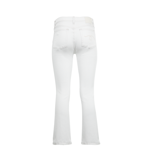 Image 2 of 3 - WHITE - R13 Kick Fit Jeans featuring 5 pocket styling, a high rise, belt loops, zip fly, and button closure. 98% cotton. 2% elastane. Made in Italy.