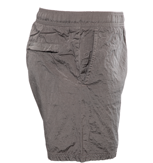 Image 3 of 4 - GREY - STONE ISLAND Swimming Trunks featuring regular fit, slanting hand pockets, one back pocket with hidden zipper closure, Stone Island Compass patch logo on the left leg, inner mesh and elasticized waistband with inner drawstring. 100% polyamide/nylon. 