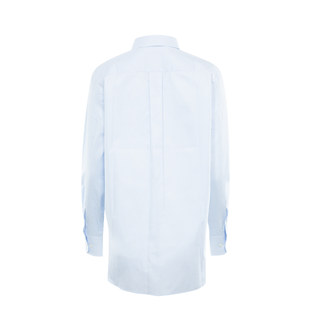 Image 2 of 2 - BLUE - HOMME GIRLS Classic Shirt featuring spread collar, button front, long sleeves, button cuffs, back yoke with box pleat, classic fit and curved hem. 100% cotton. Made in Italy.