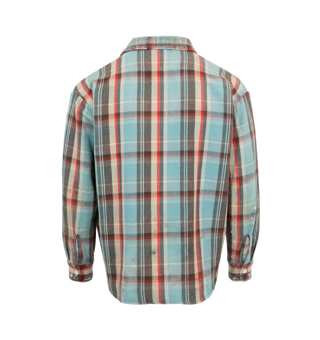 Image 2 of 2 - MULTI - SAINT MICHAEL Flannel Check Shirt featuring check pattern, distressed effect, button fastening, classic collar, long sleeves, two chest patch pockets, ripped detailing, buttoned cuffs and curved hem. 100% cotton.