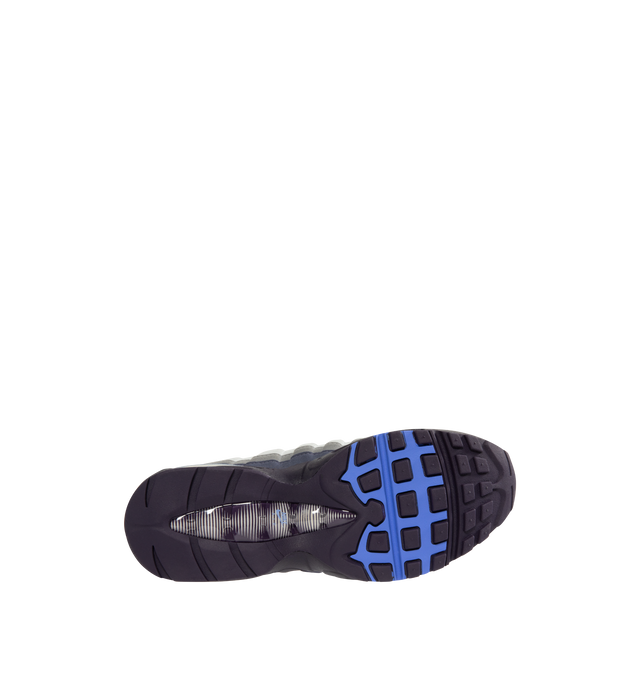 Image 4 of 5 - PURPLE - NIKE Air Max 95 OG Sneaker featuring synthetic leather and textiles, visible Max Air cushioning, flex grooves in the midsole and outsole, foam midsole and rubber outsole.