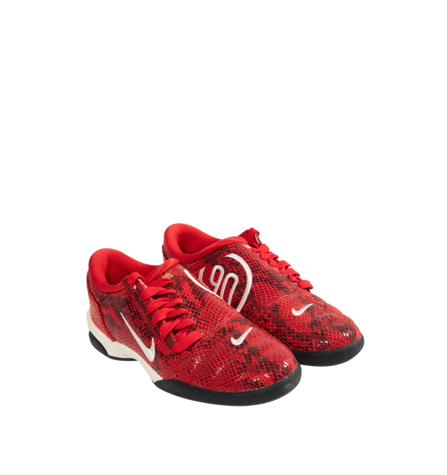 Image 2 of 5 - RED - NIKE T90 SE Sneaker featuring authentic football style, original quilted upper and asymmetrical lacing, flat rubber sole, leather upper, rubber outsole, glossy finishes and padded collar.