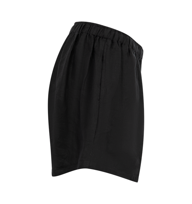 Image 6 of 6 - BLACK - DEIJI STUDIOS 03 Set featuring an oversized box fit linen shirt with wide arms and a front pocket designed to sit mid rise, the loose fitting boxer style shorts have a faux button down fly and an elastic waist for extra comfort. 100% GOTS certified organic, OEKO-TEX 100 certified and EU certified stone washed french linen.