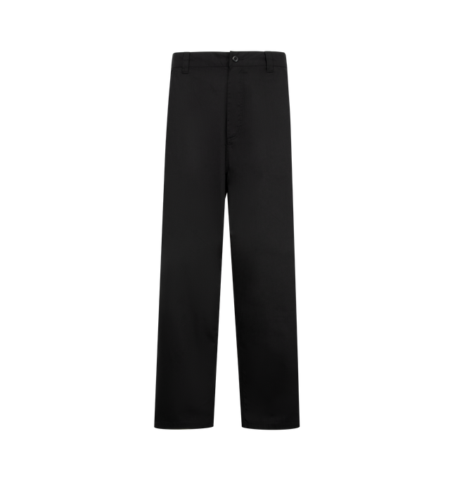 Image 1 of 3 - BLACK - CARHARTT WIP Postal Single Knee Pant featuring loose straight fit, regular waist, triple stitched, bartack stitching at vital stress points, tool pockets and hammer loop, square label and zip fly. 65 polyester, 35% cotton.