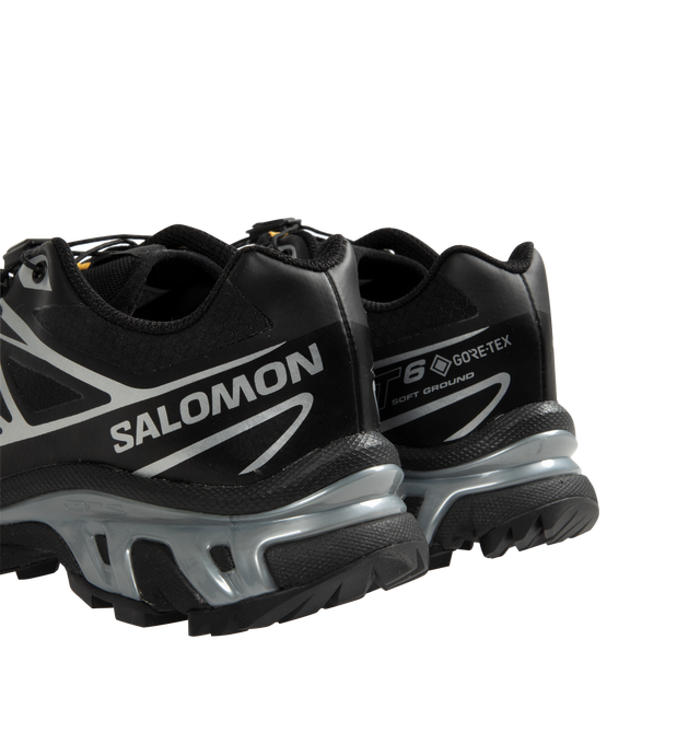 Image 3 of 5 - BLACK - Salomon Sportstyle XT-6 GORE-TEX rubber-trimmed mesh sneakers featuring the brand's signature Agile Chassis system and Mud Contagrip soles. Made from GORE-TEX, for resiliance, an innovative ePE membrane, PFC-free, and anti-debris mesh construction, as well as durable cushioning and stability. Unisex style in men's sizing.