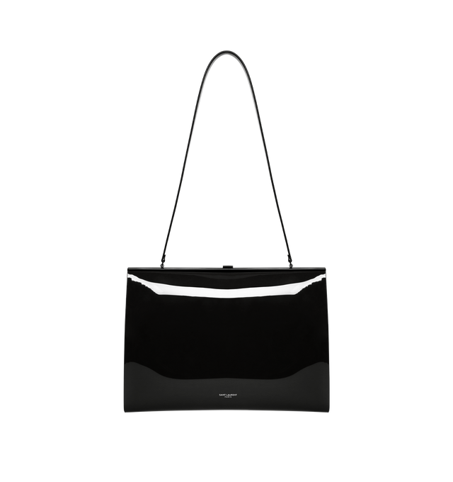 Image 1 of 3 - BLACK - SAINT LAURENT Le Anne-Marie Bag featuring embossed logo, sliding clasp closure, leather shoulder strap and one flat pocket. 11.4" X 8.5" X 2.8". 100% polyurethane. Made in Italy.  
