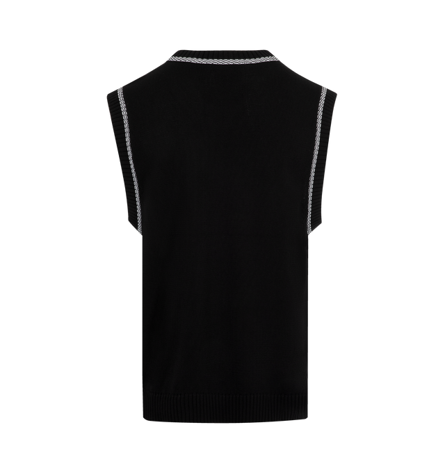 Image 2 of 2 - BLACK - NAHMIAS Knit 24 Basketball Jersey featuring knitwear vest, a classic basketball jersey design, a relaxed fit, crewneck, short sleeves and pulls over. 100% cotton.