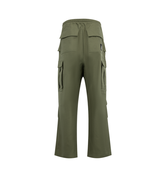 Image 2 of 3 - GREEN - JUNYA WATANABE Cargo Pant featuring elastic waist with drawstring, wide leg, two side pocket, two back pockets and two pockets on the legs.