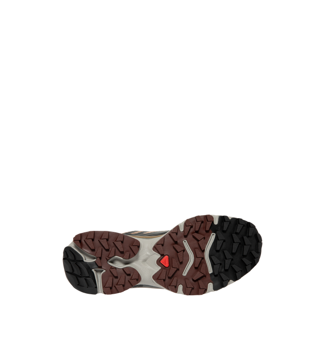 Image 4 of 5 - BROWN - Salomon Men's XT-4 OG Sneakers are crafted with a lightweight textile and synthetic upper and feature the brand's Agile Chassis System, Quicklace technology, and dual-density EVA cushioning for exceptional stability and comfort. Reviving one of Salomon's iconic trail-running silhouettes, these designer sneakers combine technical performance with archival outdoor style, delivering superior support, durability, and all-terrain traction for both city streets and rugged trails. Main Mater